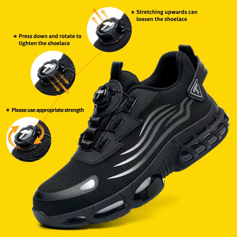 TANRDON Sicherheitsschuhe für Herren in Schwarz, stoßfeste und durchstichsichere Arbeitsschuhe im sportlichen Design mit Rotary Button - Bild 5