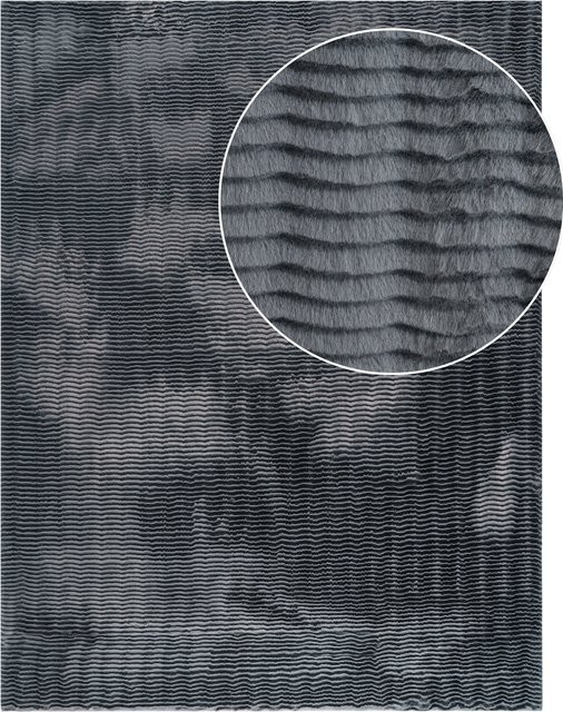 Fellteppich Arnia in Anthrazit, rechteckiger Kunstfellteppich im skandinavischen Design, Breite: 80 cm, Länge: 150 cm - Bild 1
