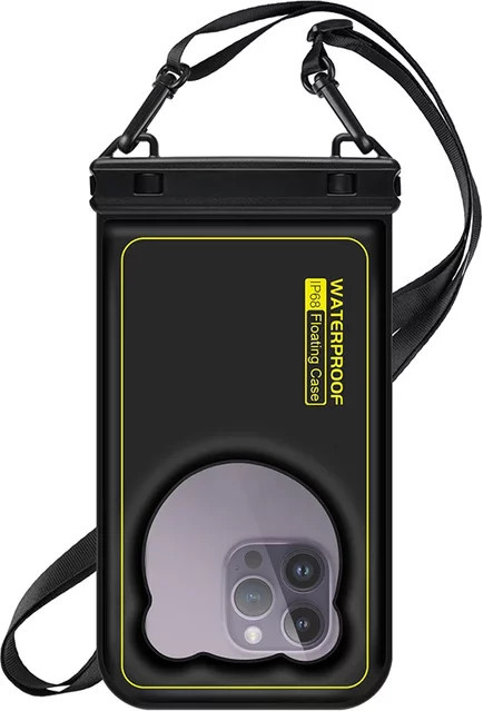 HAISSKY Wasserdichte Handyhülle mit Schwimmsack für iPhone 17 16 15 14 13 Pro Max und weitere Modelle, Farbe: Schwarz - Bild 1