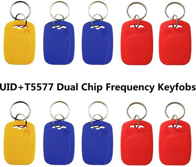YEVERAXIN RFID Dual-Chip Karten und Schlüsselanhänger Set, 13,56 MHz IC UID und 125 kHz ID, beschreibbar für Zugangskontrolle, 5 oder 10 Stück - Bild 1