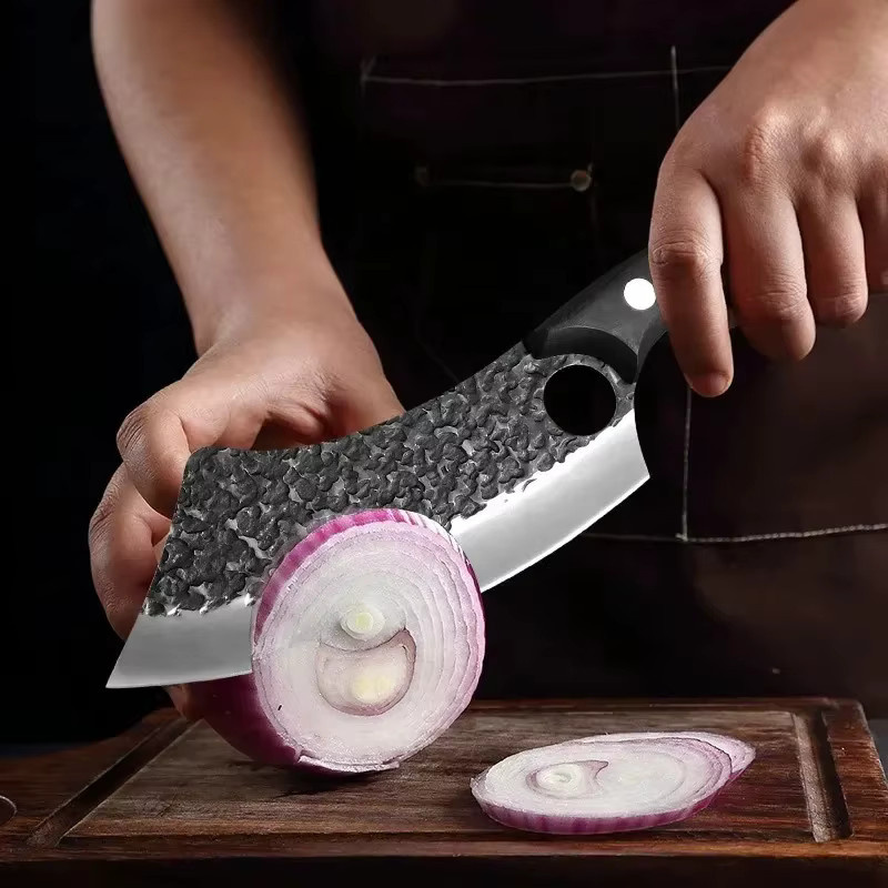 GuanQi Geschmiedetes Metzger-Küchenmesser aus Edelstahl mit Holzgriff und Full Tang Design - Bild 2