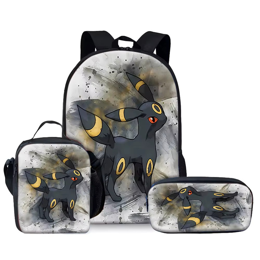 Pokémon Kindertaschen-Set Umbreon in Schwarz mit Rucksack, Lunchbox und Federmäppchen im Aquarell-Design - Bild 2