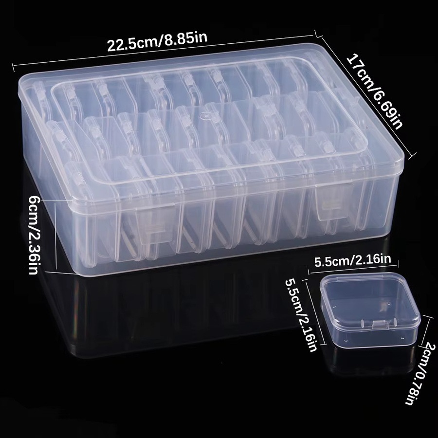 30-teiliges Aufbewahrungs-Organizer-Set aus transparentem Kunststoff für Diamantmalerei, Schmuck, Perlen und Bastelbedarf, B/T/H: 22,5 x 17,0 x 6,0 cm - Bild 2