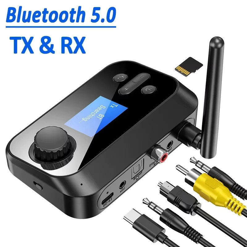 VIKEFON Bluetooth Audio Sender und Empfänger in Schwarz mit 3,5 mm Jack, optischem und koaxialem Anschluss sowie DAC-Konverter für TV, PC und Auto - Bild 5