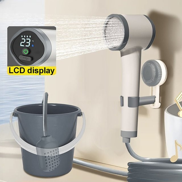 Dreamburgh Tragbare Elektrische Dusche mit eingebauter Batterie in Weiß für Außenbereich und Baustellen - Bild 1