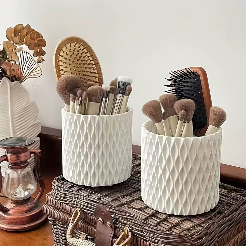 YOCITY Drehbarer Make-up-Pinselhalter und Kosmetik-Organizer in Weiß - Bild 1
