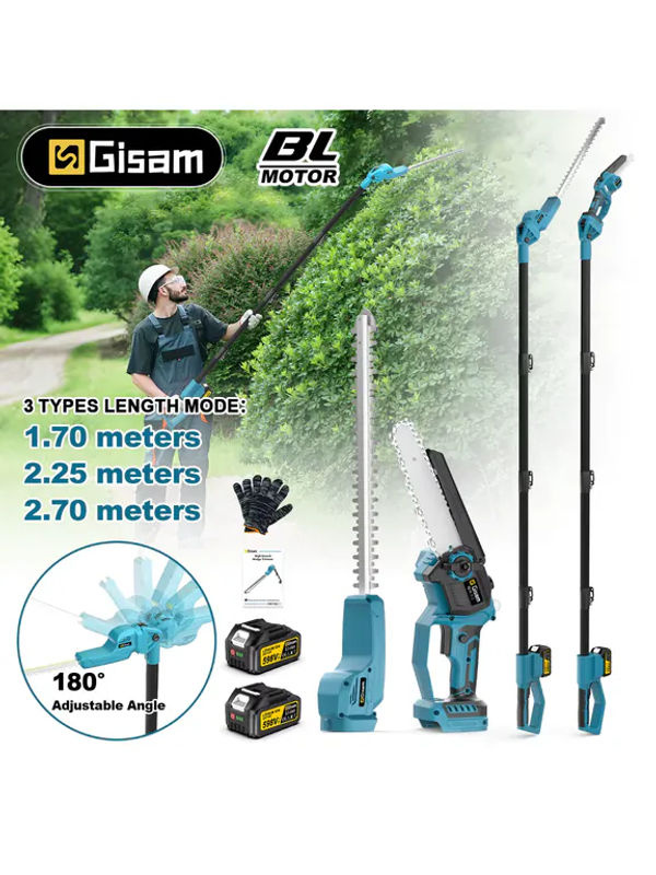 Gisam 2-in-1 Bürstenloses Multifunktionswerkzeug mit Hochast Säge und Heckenschere in Blau für Makita 18V Akku - Bild 6