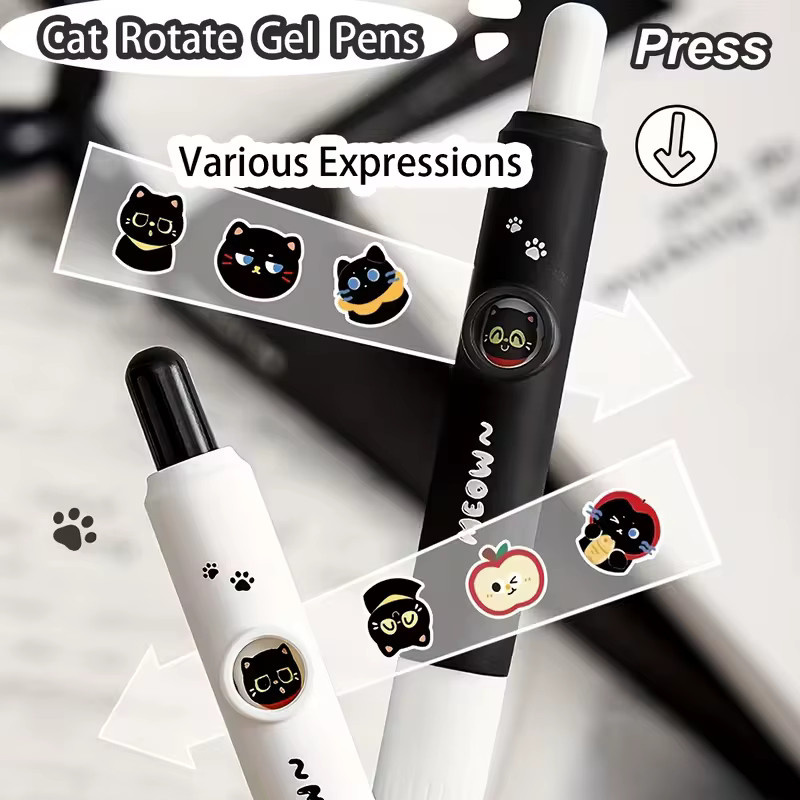 4 Stück Kawaii-Katzenstifte mit Pfoten-Design, 0,5 mm Spitze, schnell trocknende schwarze Tinte, ideal für Schule und Journaling - Bild 4