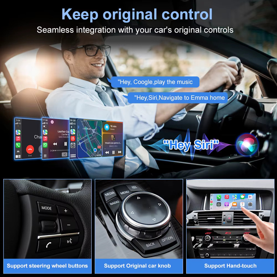 REEIIO Drahtloser CarPlay und Android Auto Decoder mit Mirror Link für BMW X3 F25 G01 NBT/CIC System, Schwarz - Bild 4