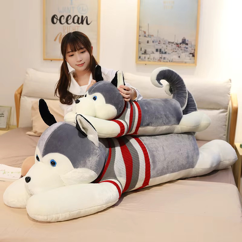 Husky Plüsch Spielzeug, Lange Kissen, Puppe, Schwarz, Grau - Bild 2