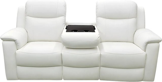 Vente-unique Relaxsofa Evasion aus Echtleder in Elfenbein, Breite: 205 cm - Bild 1