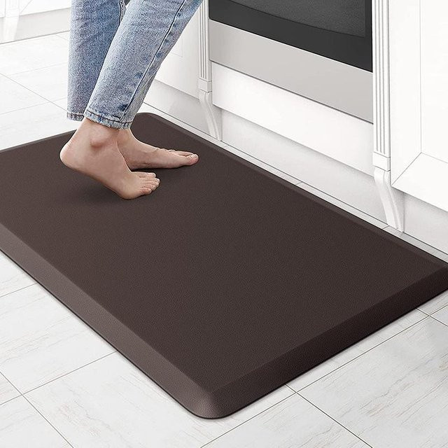 Anti-Ermüdungs Küchenbodenmatte aus PVC-Leder in Braun, rutschfest und schmutzabweisend, B/T/H: 120 x 44 x 1,2 cm - Bild 1