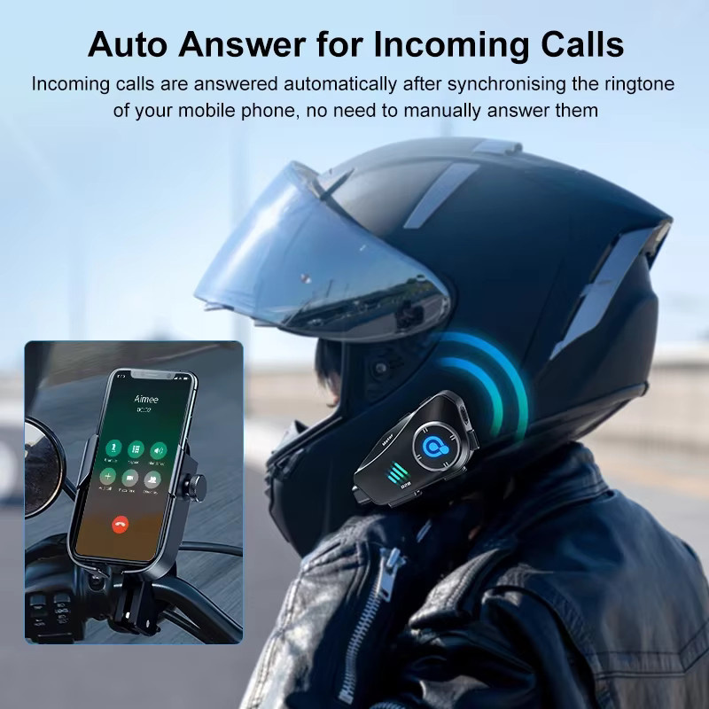 Kebedumei Motorrad Helm Headset mit 1080P Video Dashcam, Wifi Kamera Recorder DVR, drahtlose Freisprechen Funktion und HD Wasserdichte Kopfhörer in Schwarz - Bild 4