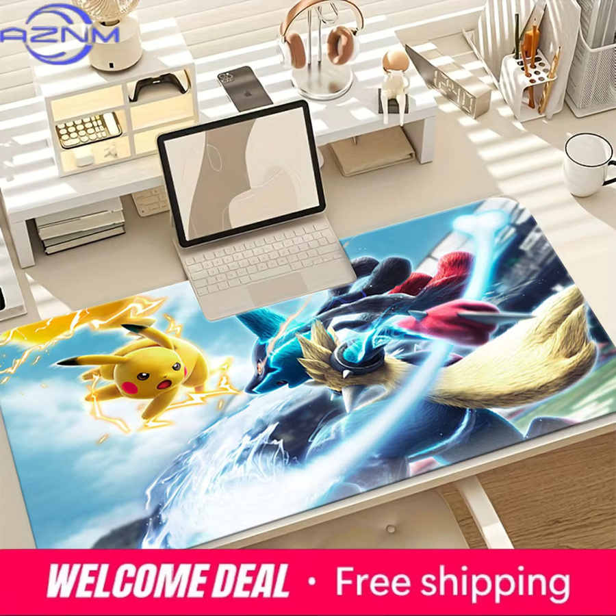 Potdemiel Pikachu Vs Lucario Battle TCG Spielmatte, Pokémon, Rutschfeste Waschbare Schreibtischunterlage - Bild 3