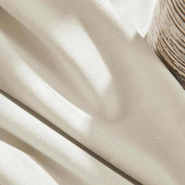 Yiran Furniture Samt Vorhang beige, 70-80% Verdunkelung, einteilig mit S-Falten, Breite: 130 cm, Höhe: 130 cm - Bild 1
