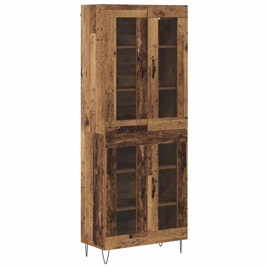vidaXL Highboard Altholz in Braun mit Glastüren, B/T/H: 69,5 x 34 x 180 cm - Bild 2