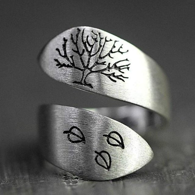 YIRAN Jewelry Ring, 925 Silber, Baum des Lebens, Damen, Vintage - Bild 1