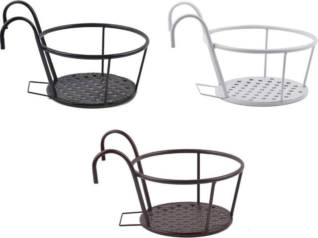 VIBRATITE Hängender Blumentopfhalter aus Metall für den Balkon und Außenbereich, Schwarz, B/T/H: 22,0 x 18,0 cm - Bild 1