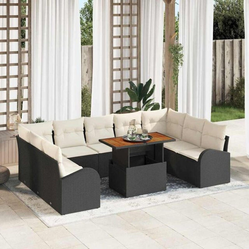 Vidaxl Garten-Sofa-Set aus Poly-Rattan mit Speicherfunktion in Schwarz - Bild 1