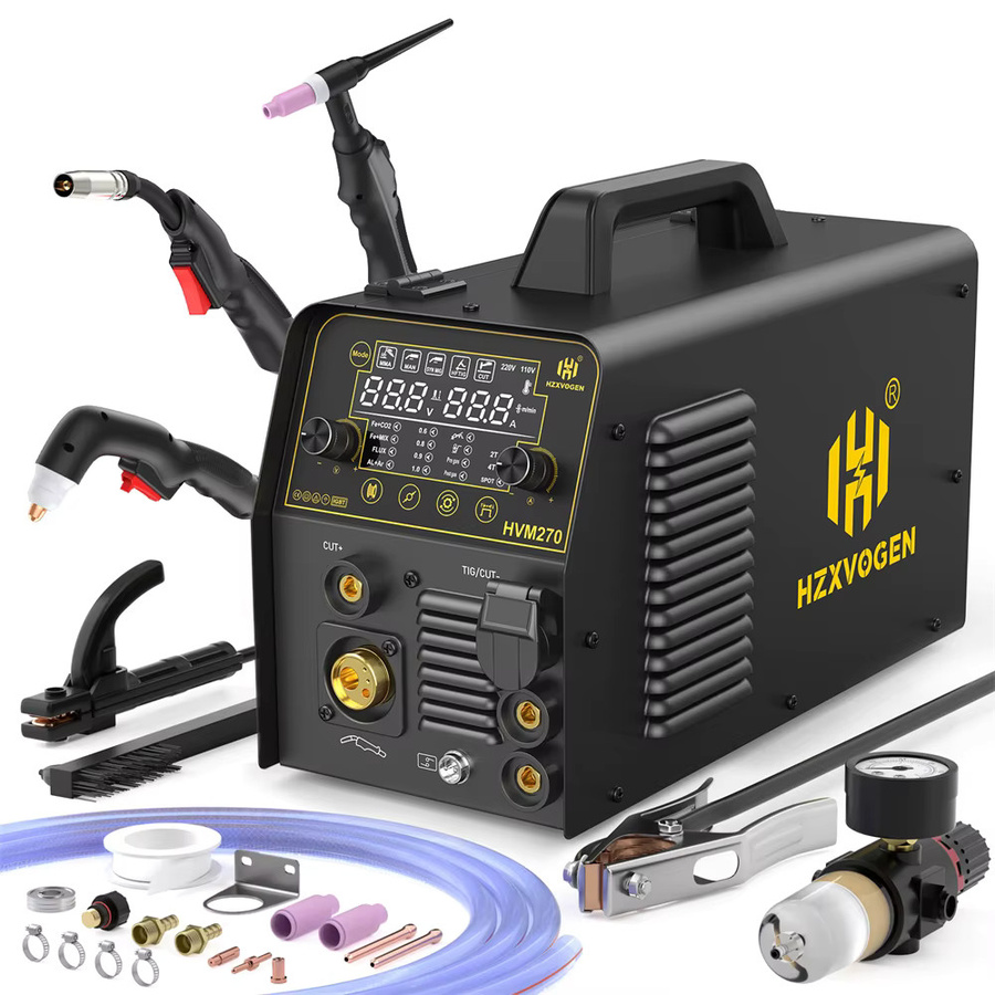 HZXVOGEN HVM270 Multiprozess-Schweißgerät in Schwarz mit SYN&MAN MIG-Steuerung als 6-in-1 Kombination aus HF TIG, CUT, Stick MMA ARC und Gas/Gaslos MIG sowie Punktschweißen - Bild 2
