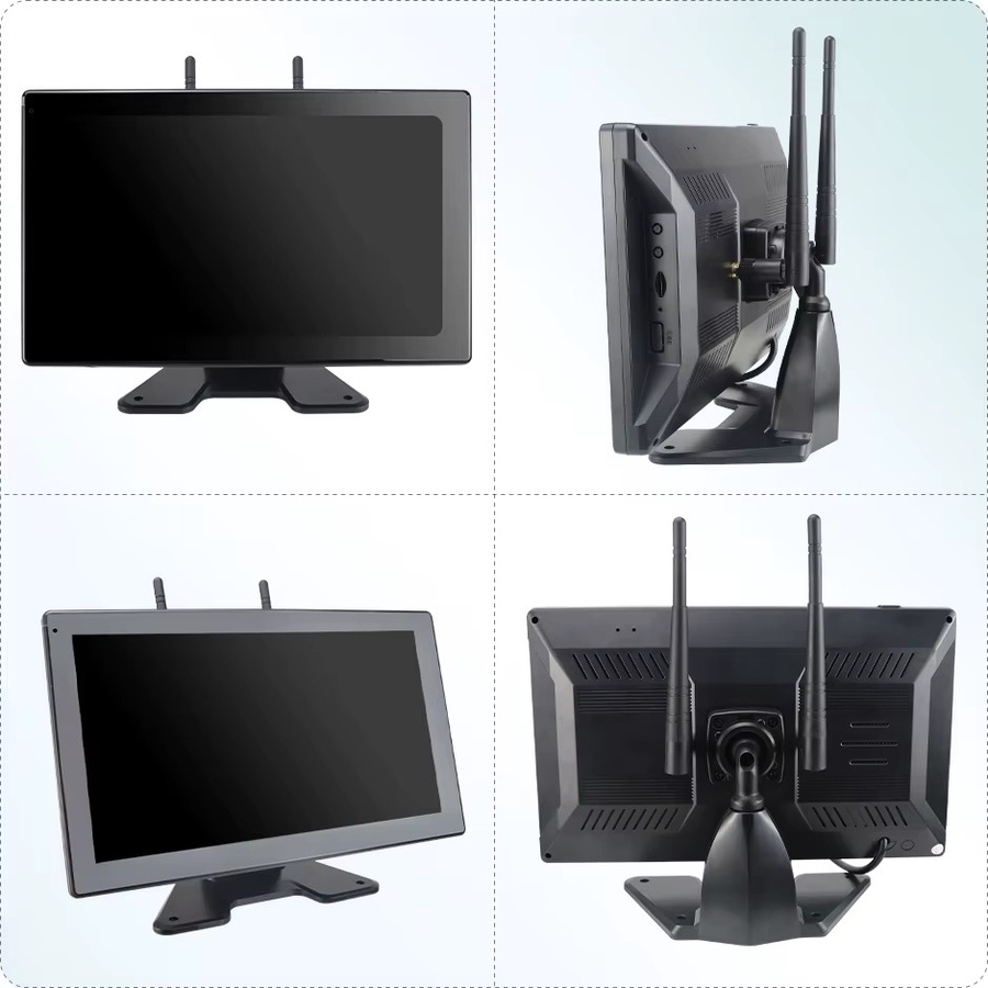 GreenYi 10 Zoll Blind Spot Touchscreen AHD Digitales DVR System mit 4 kabellosen WiFi Rückfahrkameras für Lkw, Anhänger, Bus und Wohnmobile in Schwarz - Bild 5