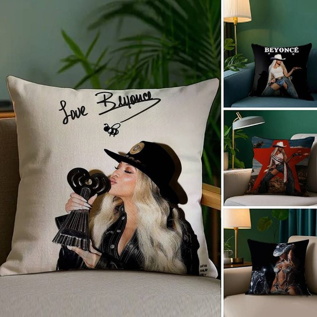 Singer B-Beyonce Cowboy-Kissenbezug aus weichem Plüschstoff in Multicolour, B/T/H: 30 x 30 x 30 cm - Bild 1