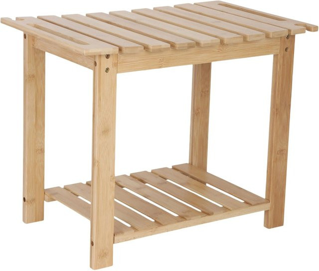 Relaxdays Badhocker aus Bambus Natur mit Ablage B: 42 cm, T: 53 cm, H: 33 cm - Bild 1