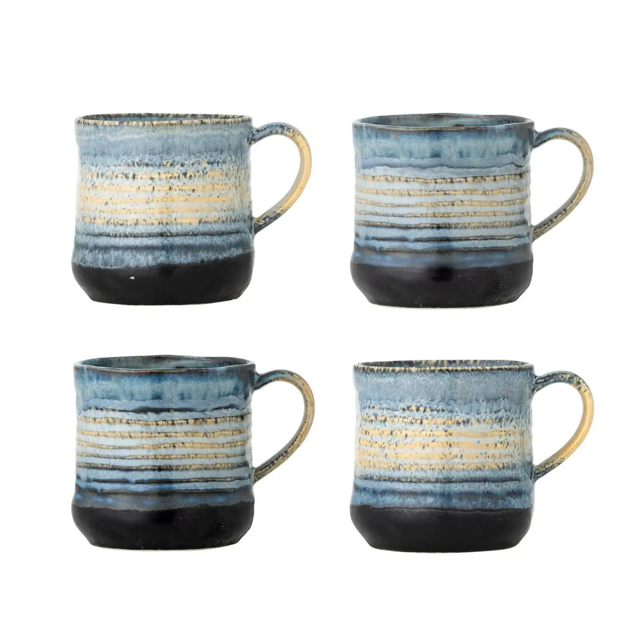 Bloomingville Deana Keramikbecher Blau Set von 4 Stück - Bild 1