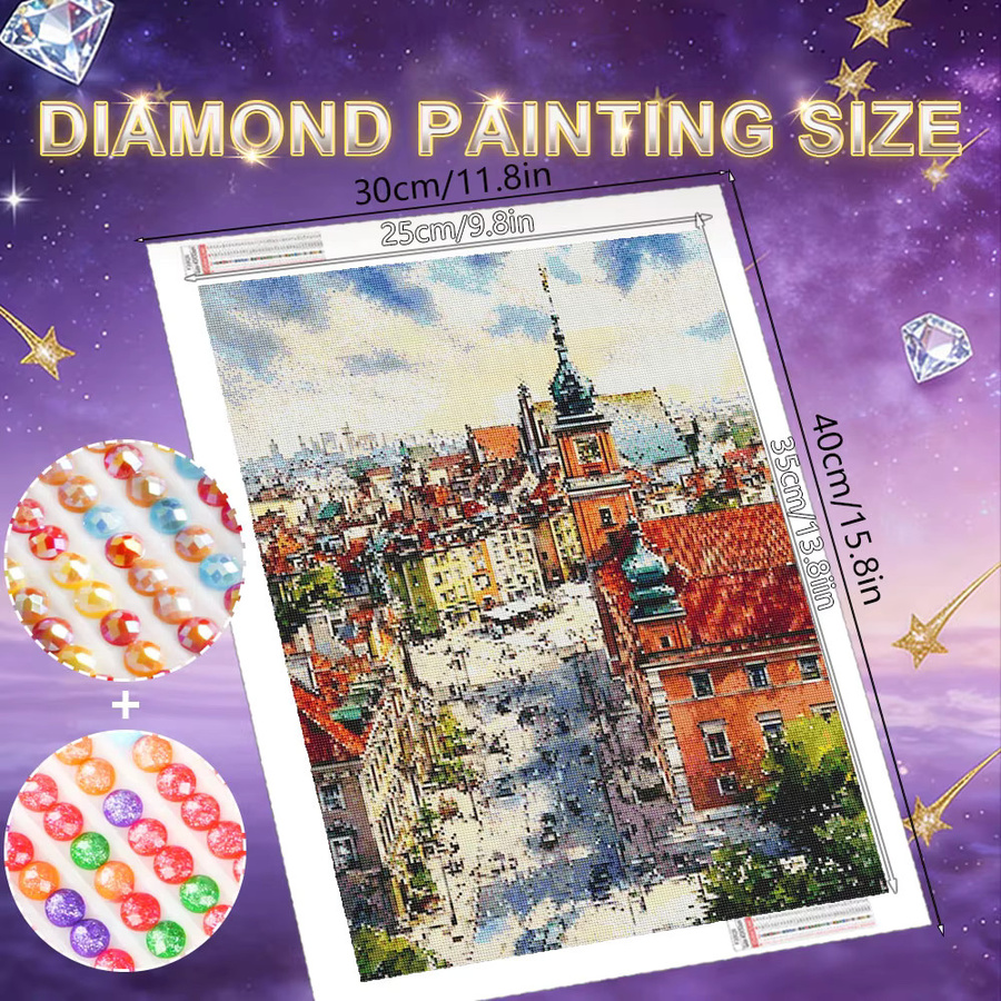 HUACAN Diamant-Mosaik 5D Kunstgemälde Küstenlandschaft mit AB-Steinen in Multicolour, B: 30,0 cm, H: 20,0 cm - Bild 2