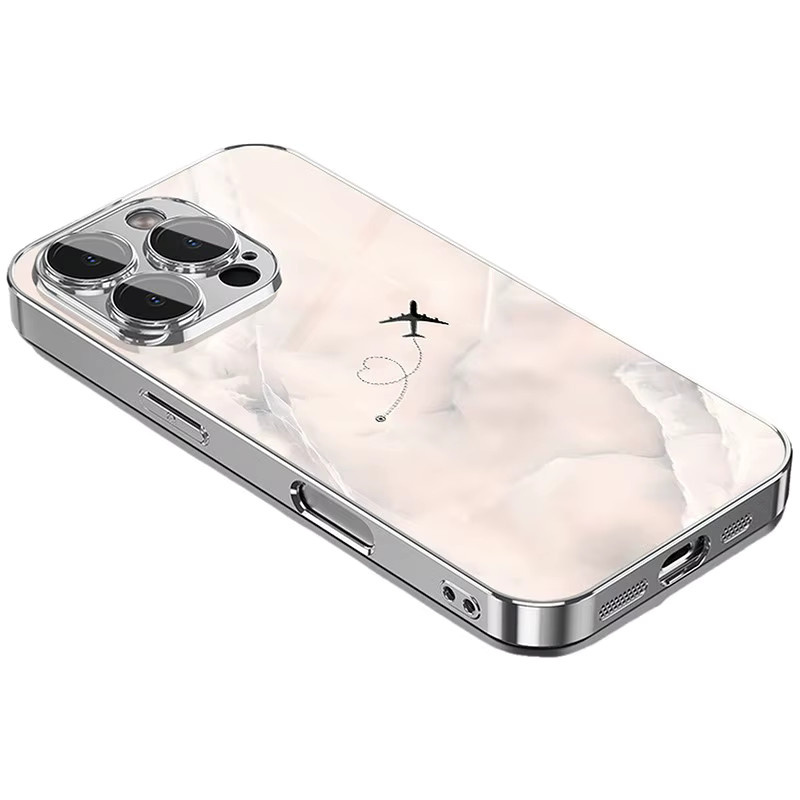 Luxus Handyhülle aus gehärtetem Glas mit Reise Flugzeug und Herz Motiv für Xiaomi Redmi Note 14 14c 13 12 13c 11 12c 10 A3 A2 9 Pro PLUS 4G 5G in Weiß - Bild 2
