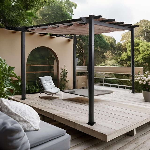 Aluminium Pergola MCW-N93 mit Schiebedach in Taupe, B/T/H: 300 x 300 x 240 cm - Bild 1