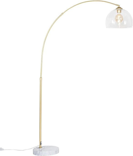 QAZQA Moderne Bogenlampe aus Messing mit transparentem Glas und Marmorfuss, dimmbar, Höhe: 170 cm, Breite: 30 cm, Tiefe: 30 cm - Bild 1