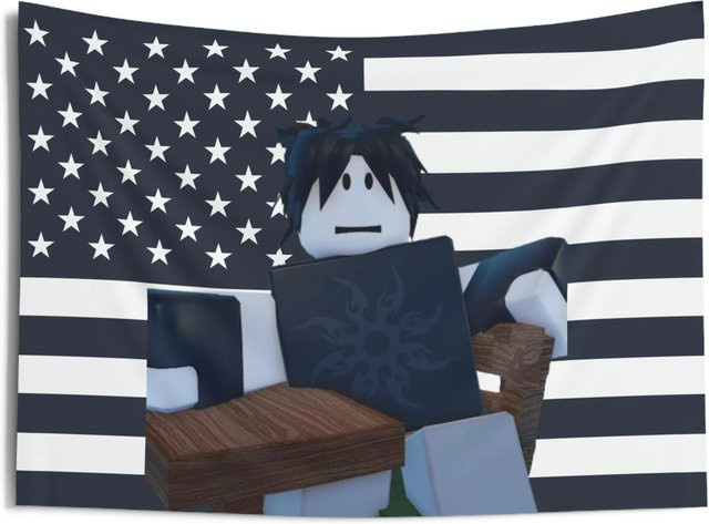 Two Time R Design Wandteppich mit patriotischem amerikanischem Flaggen-Motiv in Weiß, rechteckig - Bild 1