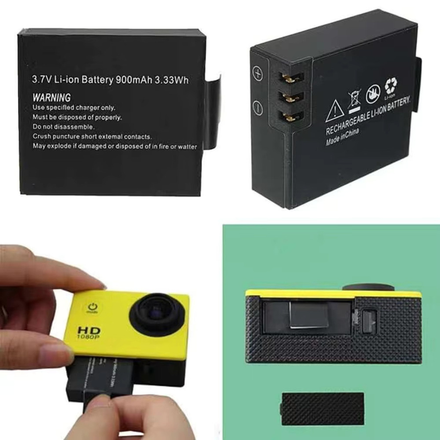 SJCAM wiederaufladbarer Kamera-Akku 3,7 V 900 mAh für Action Kameras SJ4000 WiFi, SJ5000 WiFi, SJ6000, SJ7000 WiFi und M10 in Schwarz - Bild 2