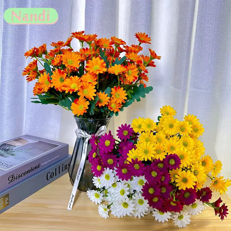 NANDI Künstliche Blumen Set in Pink mit Sonnenblumen, Gänseblümchen und Kamille für Hochzeitsdekoration und Heimdekoration, 21 Stück - Bild 1