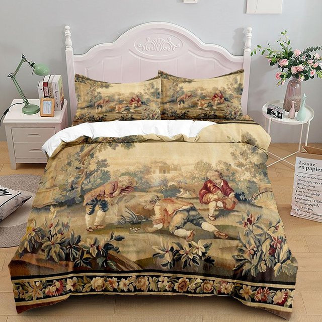 Antikes Aubusson Bettwäsche-Set von Binchi Outdoor Product in Multicolour, bestehend aus Bettbezug und Kissenbezug aus Mikrofaser, B/H: 135 x 200 cm - Bild 1