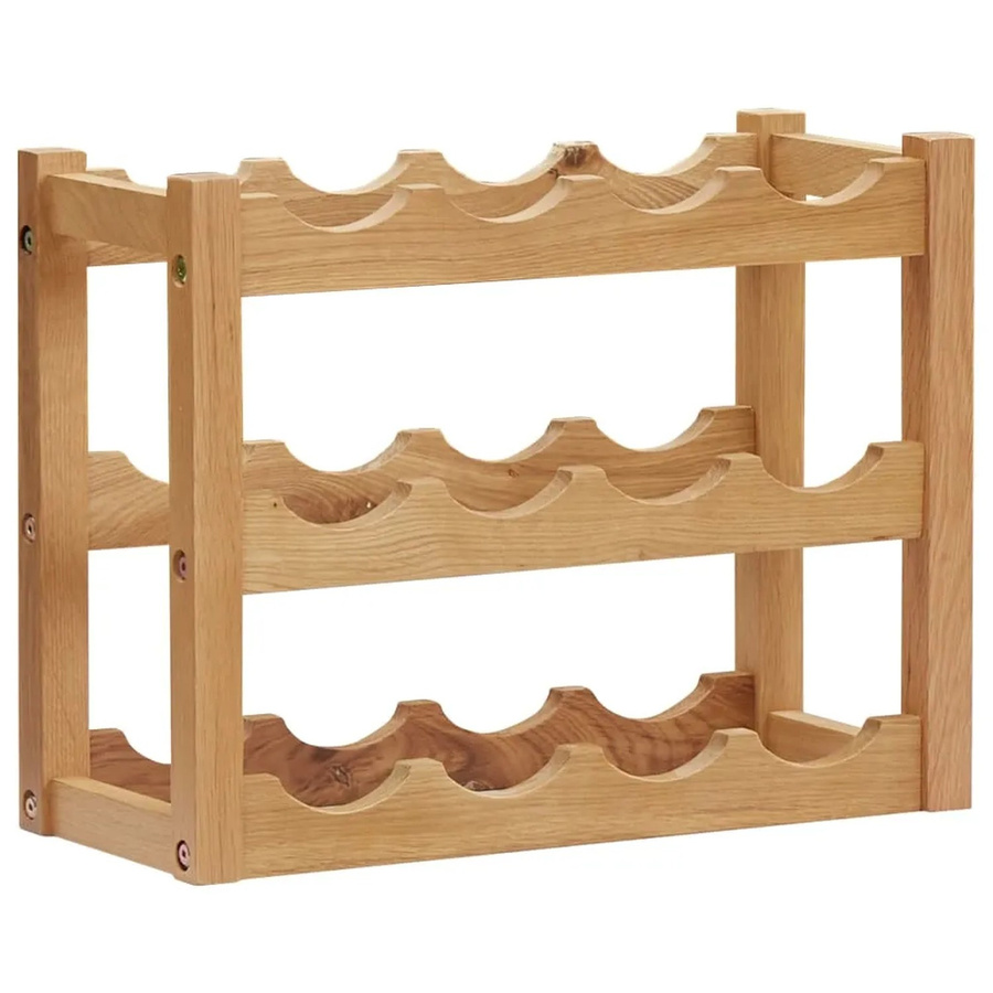 vidaXL Weinregal aus Eiche Massivholz in Braun für 12 Flaschen, B/T/H: 47 x 21 x 36 cm - Bild 2