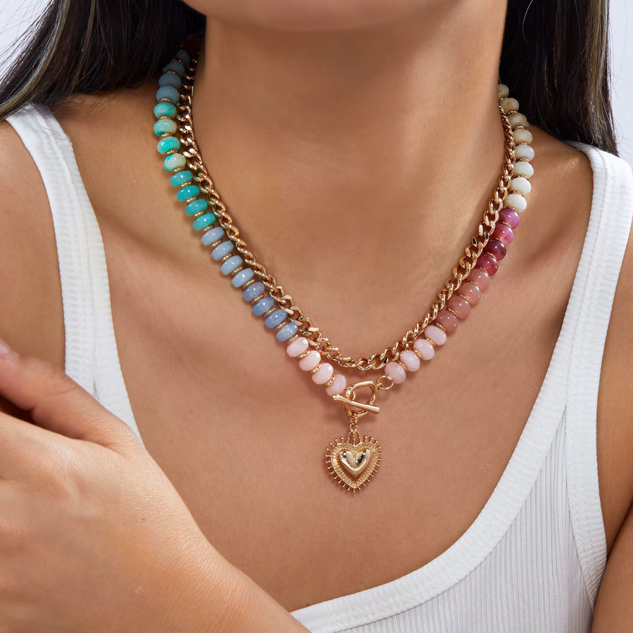 RINHOO FRIENDSHIP Perlenkette, Boho-Herzanhänger, Damen - Bild 3