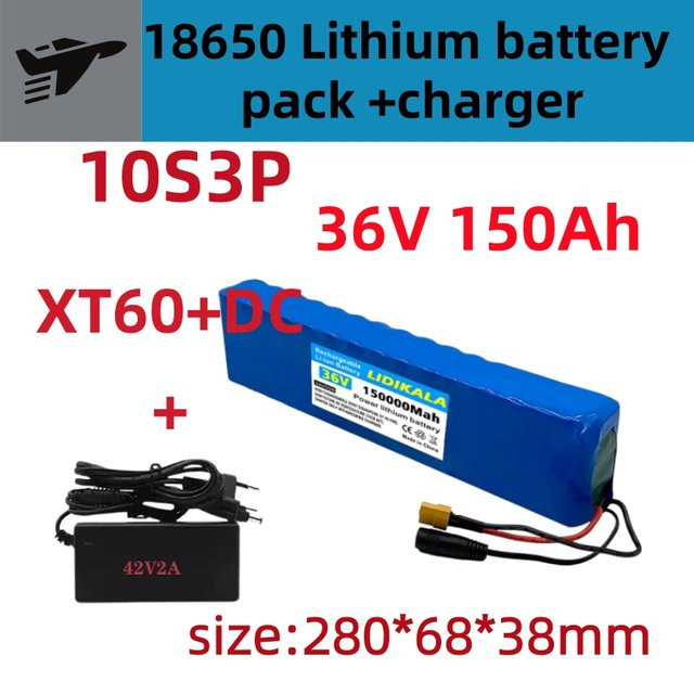 Ddadache 18650 Akku-Pack 10S3P 36V 150000mAh wiederaufladbarer Roller-Akku in Blau mit XT60 und DC-Stecker - Bild 1