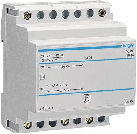 Hager Sicherheitstransformator ST313 12V/1,33A und 24V/0,67A - Bild 1