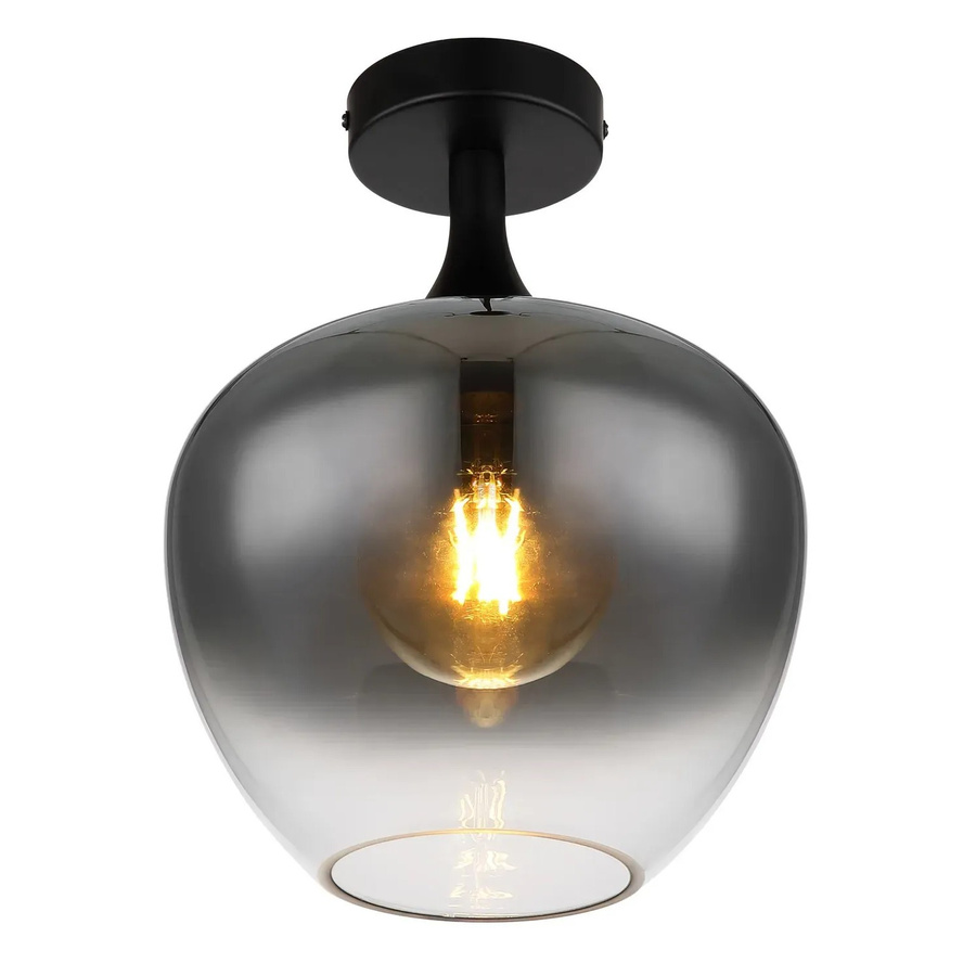 Globo Pendelleuchte Maxy Schwarz aus Metall und Glas mit E27 Fassung, Höhe: 31,5 cm, Durchmesser: 24 cm - Bild 2