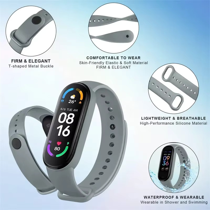 NEY Uhrenarmband Silikon, Schwarz, Xiaomi Mi Band, Unisex - Bild 2