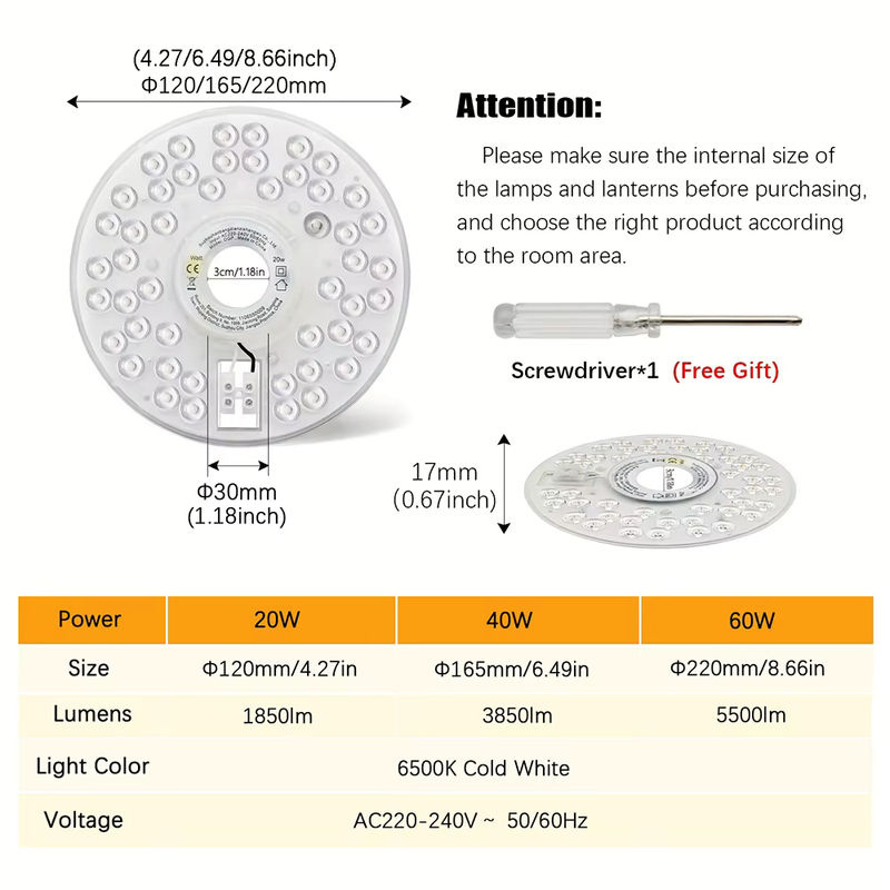 ZGREDED LED-Panel Ersatz-Modul für Deckenleuchten und Deckenventilatoren, rund, Farbe: Weiß, Lichtfarbe: Kaltweiß - Bild 2