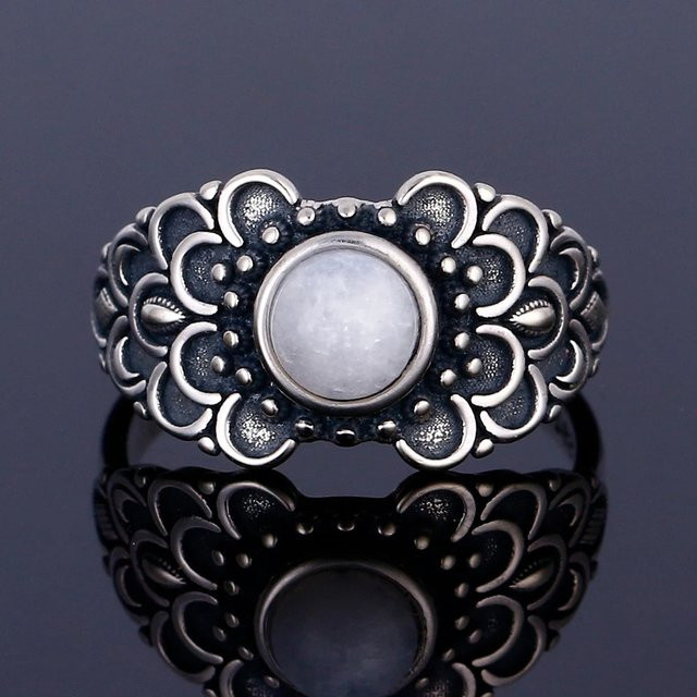 QIBAOKU Ring 925 Silber, Mondstein, Damen - Bild 1