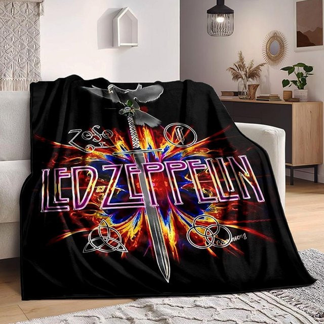 LumiRove LED Zeppelin Decke mit buntem Design, Ganzjahres Überwurf für Sofa und Bett, B/B: 150 x 180 cm, Mehrfarbig - Bild 1