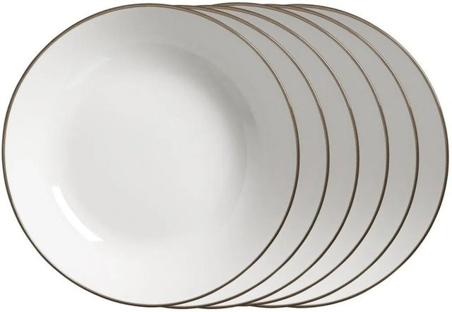 Ritzenhoff & Breker Adela Suppenteller aus Porzellan, 6er Set, Grau und Weiß, Durchmesser: 20 cm - Bild 1