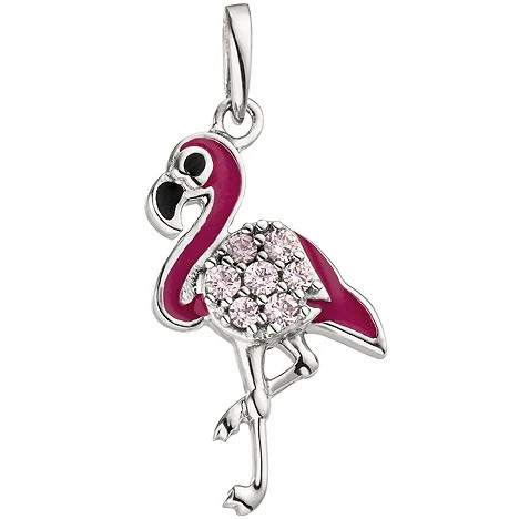 Colfem Anhänger Flamingo, rosa pink, 925 Sterling Silber, 7 Zirkonia, Kinder - Bild 1