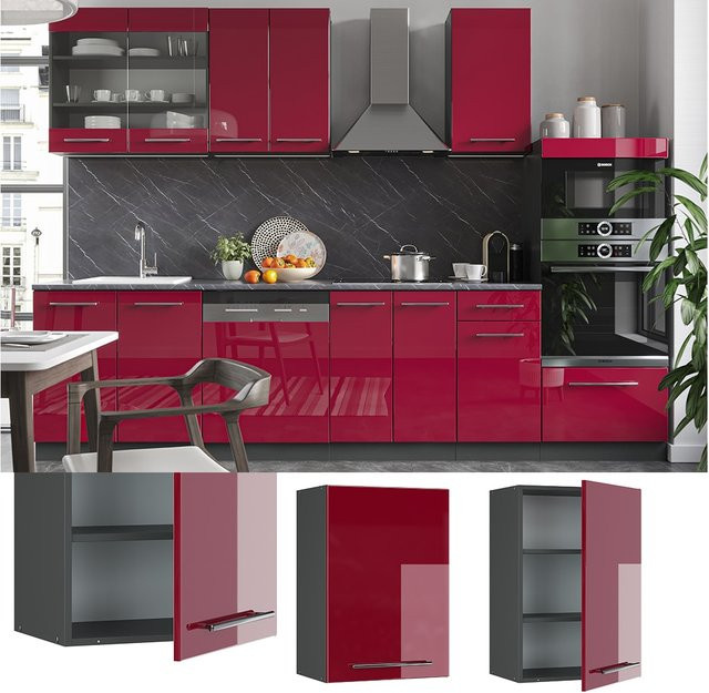 Vicco Hängeschrank Fame-Line Küchenschrank Bordeaux Hochglanz Anthrazit Breite: 50 cm - Bild 1