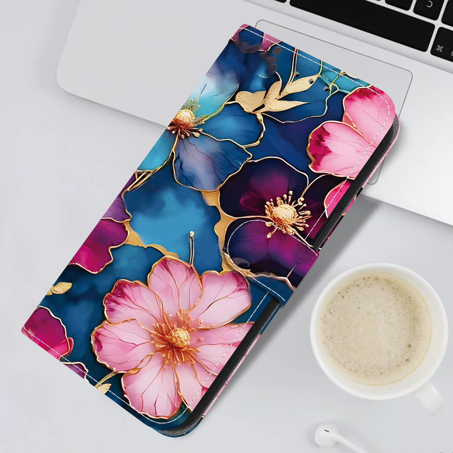 3D Blumen Handyhülle aus Leder für Xiaomi Redmi 14C 13C 15 Note Pro Plus 5G und POCO C75 C85 als Brieftasche Flip Cover - Bild 1