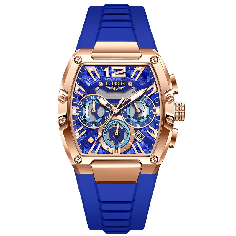 LIGE TOP Armbanduhr Quarz, Silikon, Blau, Herren - Bild 6